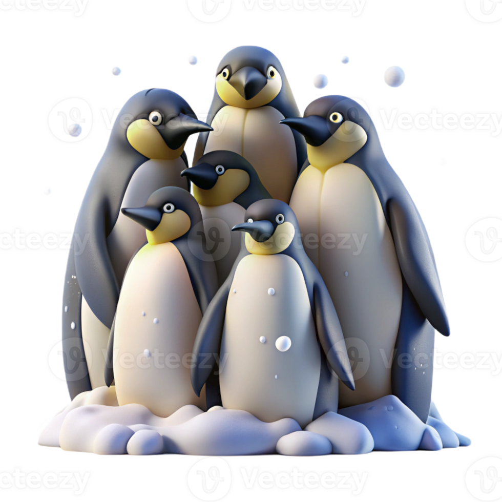 elegant minimalist A Group of Emperor Penguins Huddled Tog 4K png