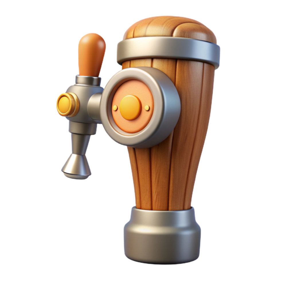 beautiful modern Beer Tap Handle with Wooden Base Cutout high quality png