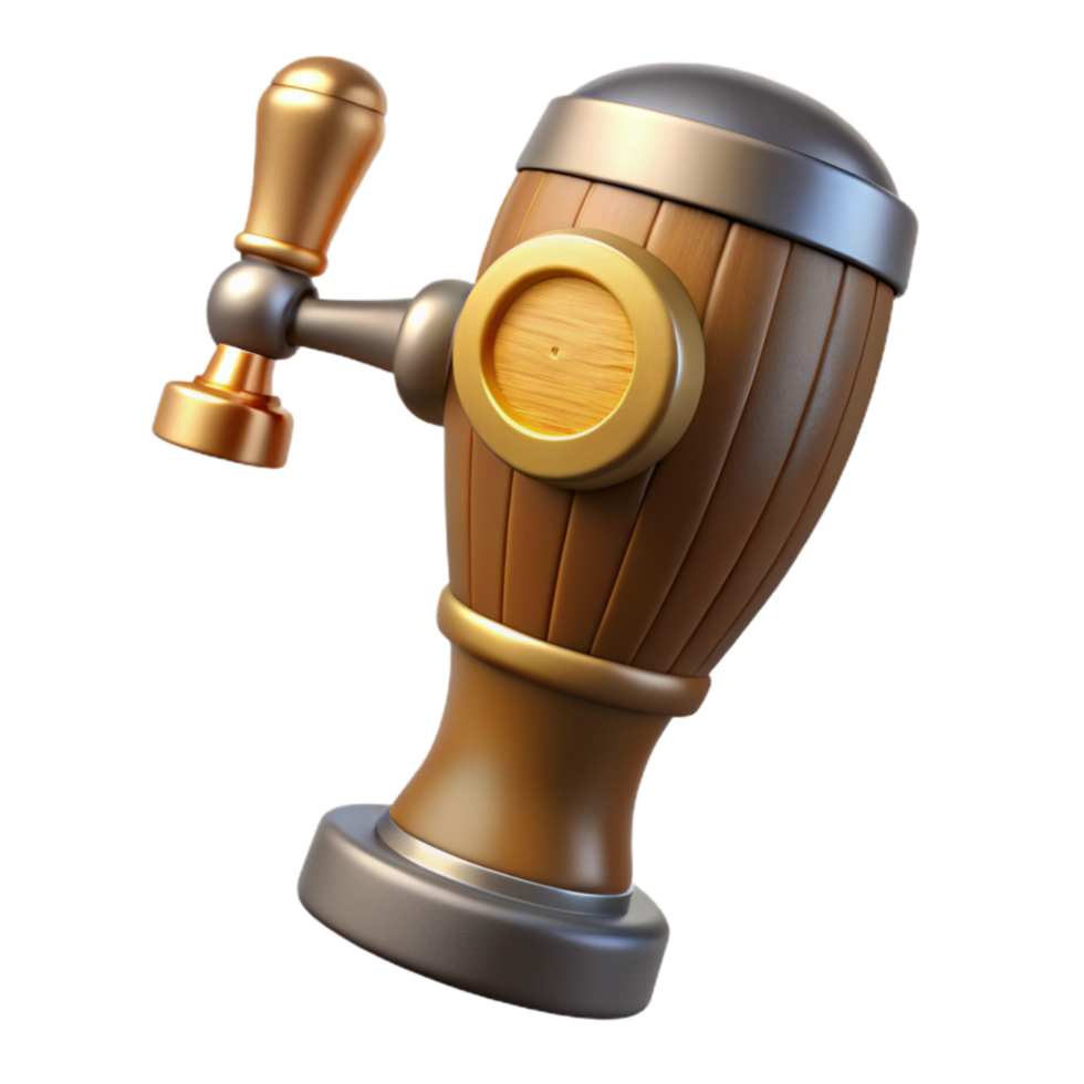 elegant traditional Beer Tap Handle with Wooden Base Cutout detailed png