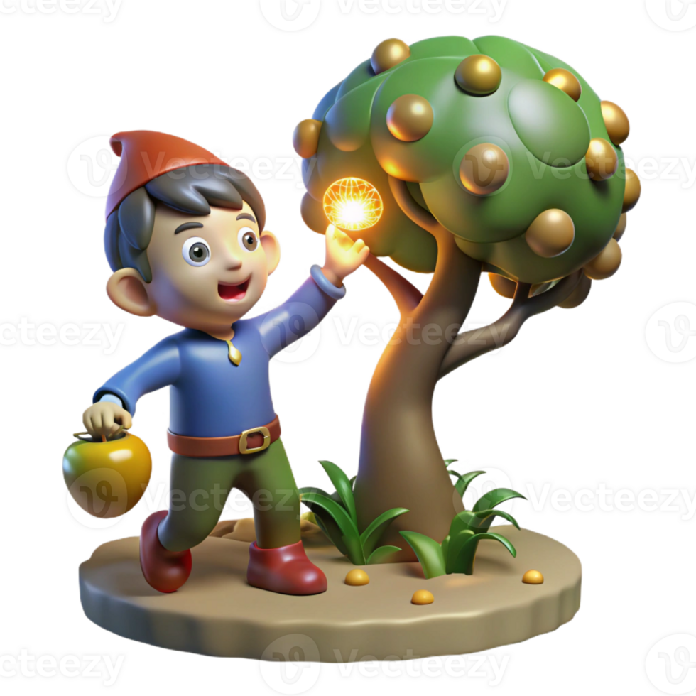 beautiful abstract A Mischievous Imp Stealing a Golden Apple authentic png
