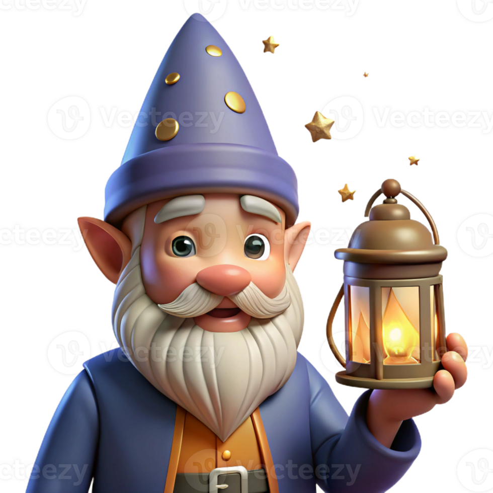 dramatic minimalist Portrait of a Whimsical Gnome with a Poin authentic png