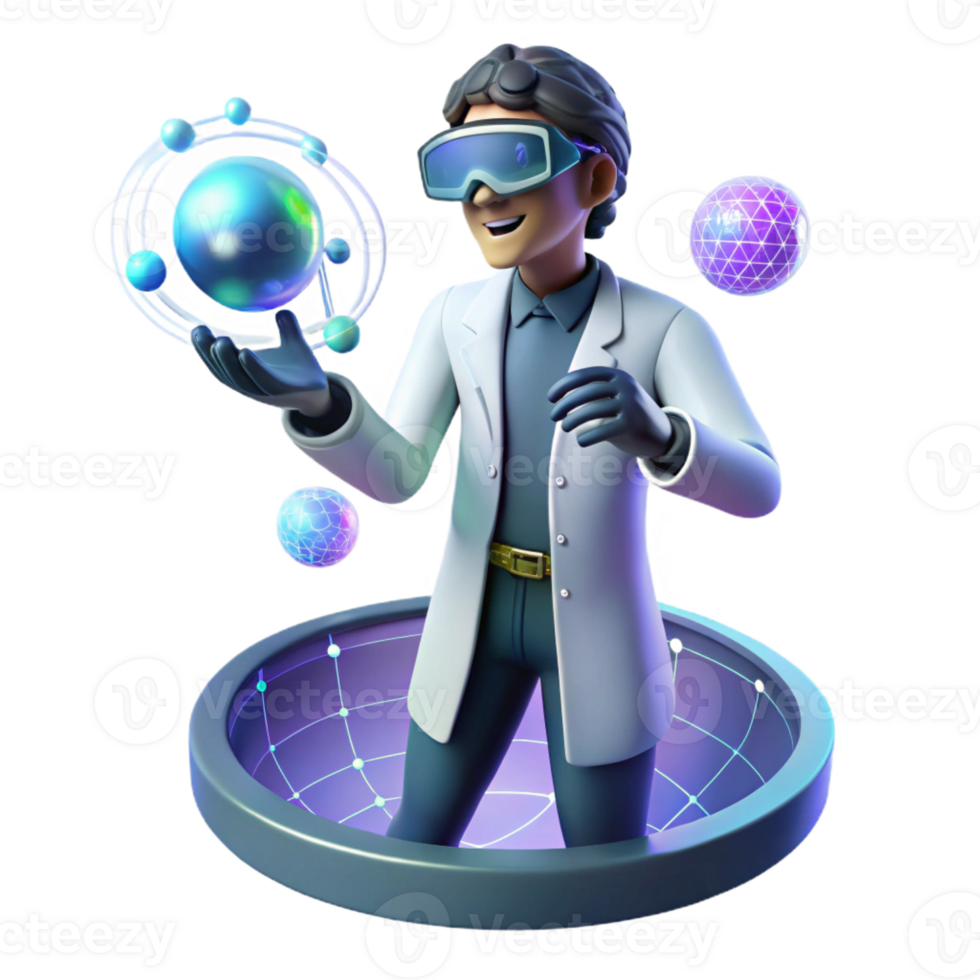 serene classic A Scientist Wearing a Virtual Reality Hea professional png