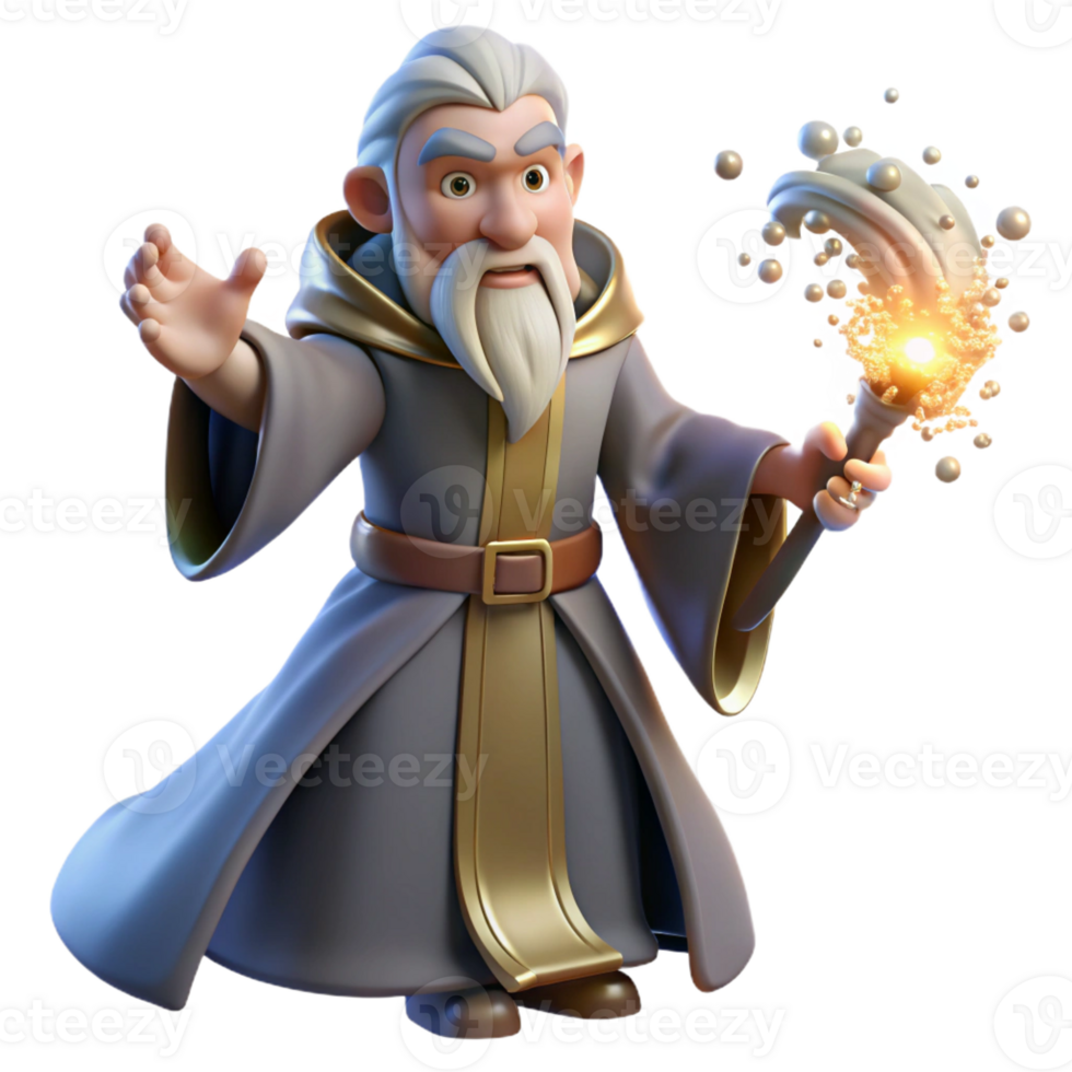 stunning minimalist A Wise Old Wizard Casting a Powerful Sp genuine png
