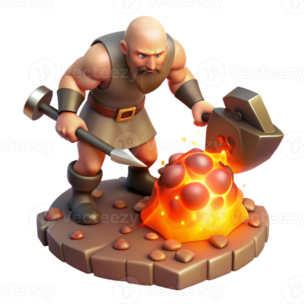 wonderful minimalist A Cyclops Forging a Weapon in a Fiery Volc original png