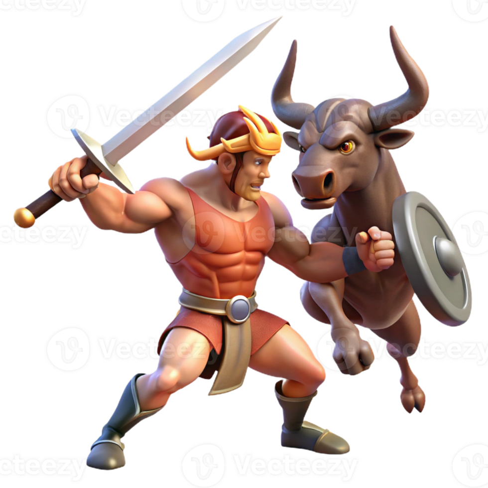 extraordinary vintage Theseus Fights the Minotaur professional png