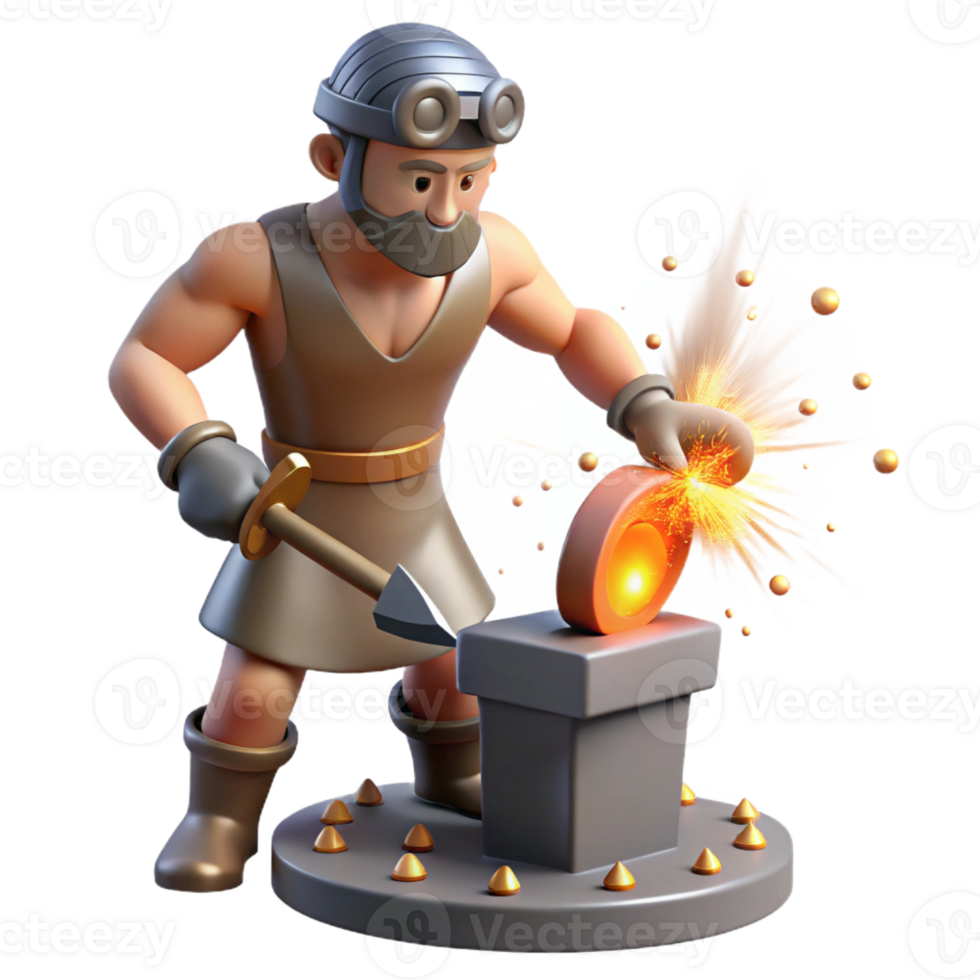 impressive rustic A Cyclops Forging a Weapon Sparks Flyin professional png