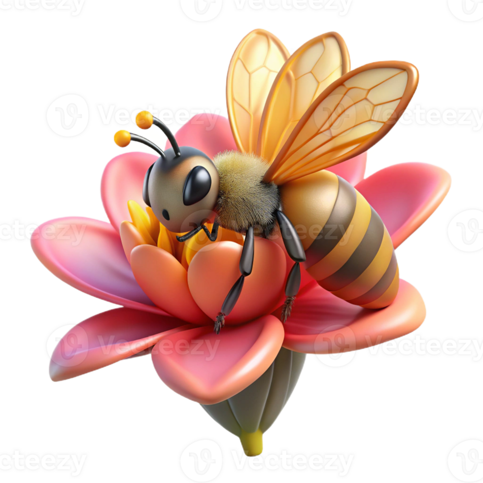 elegant modern Bee Collecting Pollen Close-up genuine png
