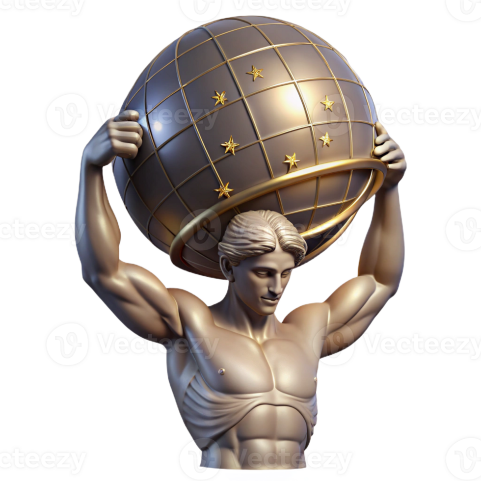serene contemporary A Stoic Atlas Holding Up the Celestial S detailed png