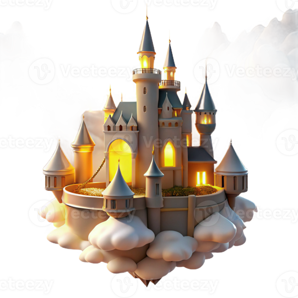 impressive vintage A Majestic Castle Floating in the Clouds genuine png