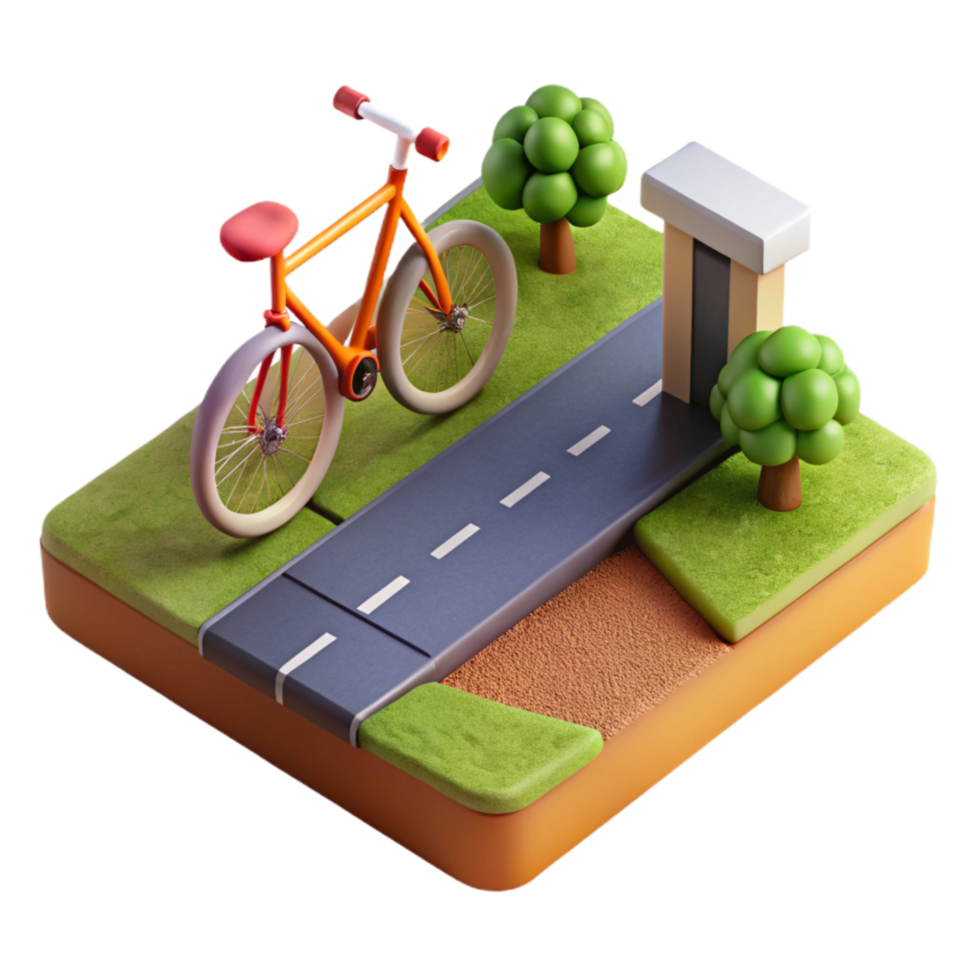 vibrant abstract Bicycle Path in Urban Park Cutout authentic png