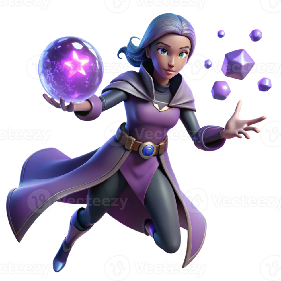serene traditional A Powerful Sorceress Levitating a Crystal authentic png