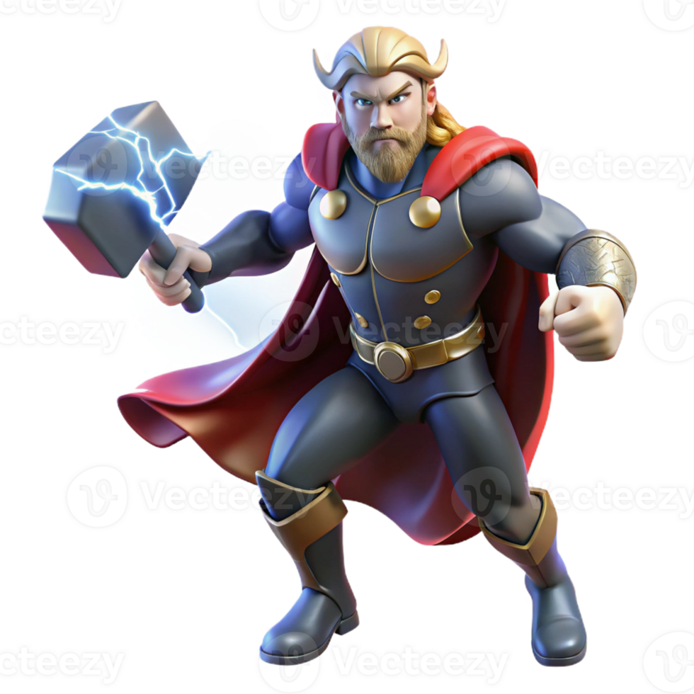 stunning traditional A Powerful Thor Wielding Mjolnir Summoni png