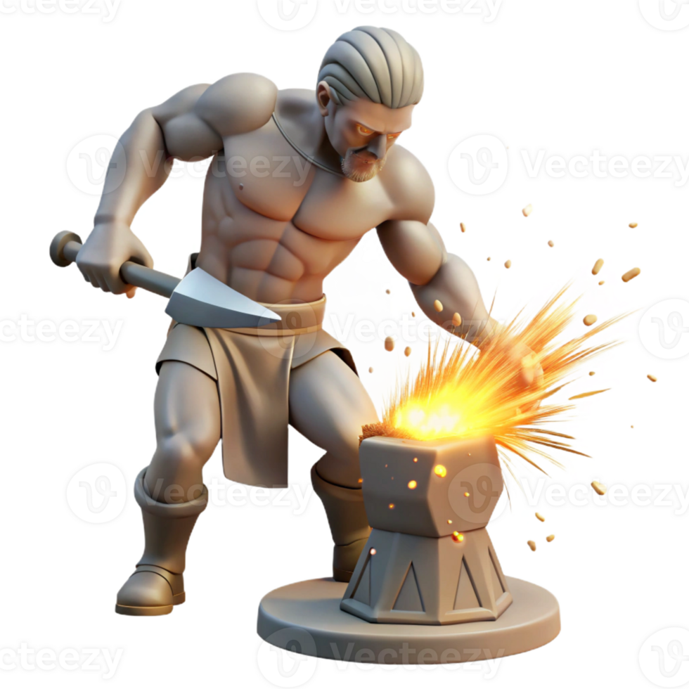 elegant creative A Cyclops Forging a Weapon Sparks Flyin 4K png