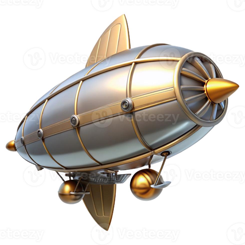 magnificent minimalist A Steampunk Zeppelin Sleek Silver and Br premium png