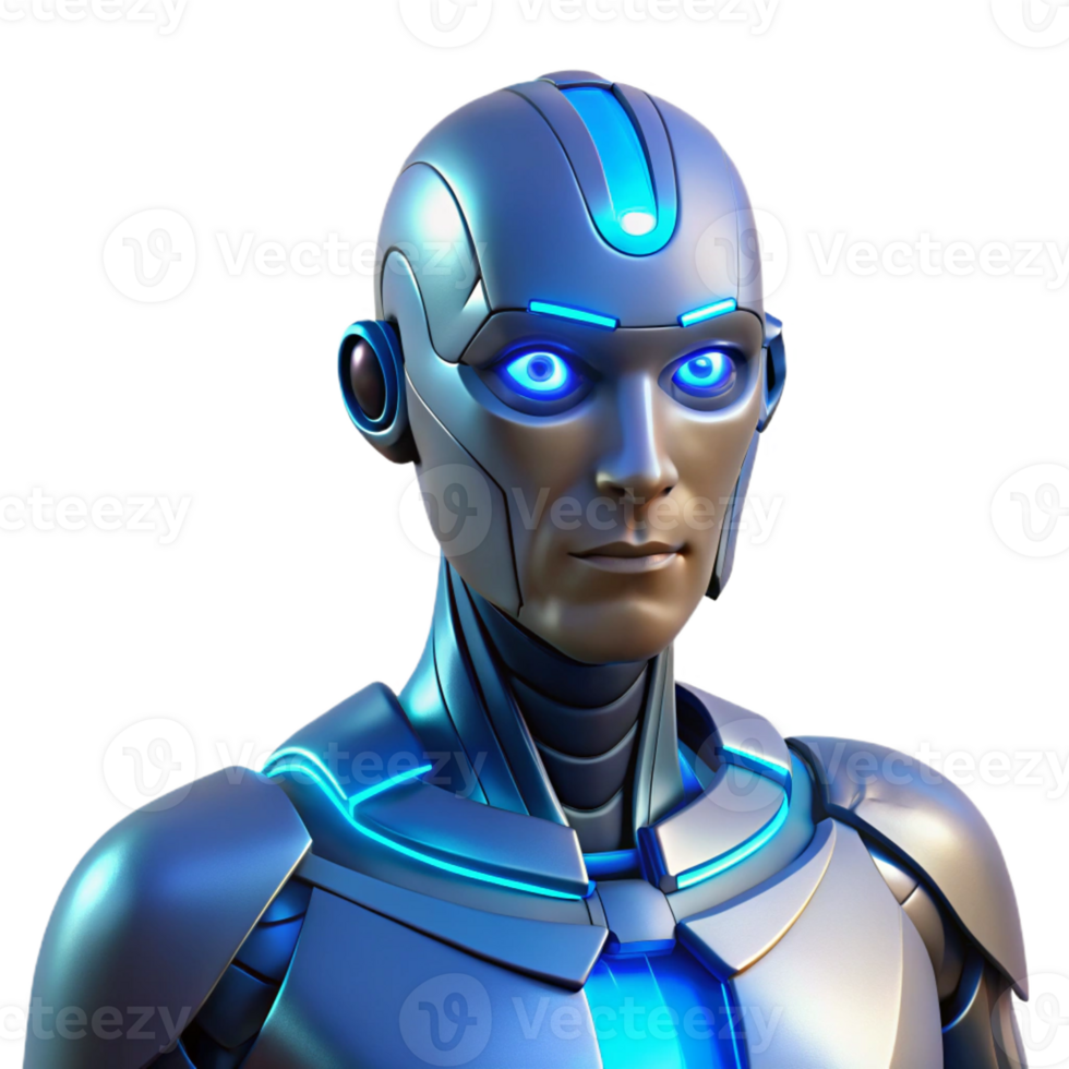 beautiful classic A Cyborg with Glowing Blue Eyes Intrica genuine png