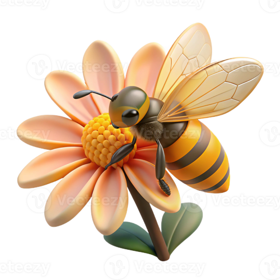 wonderful vintage A Close Up of a Bee Collecting Pollen From png