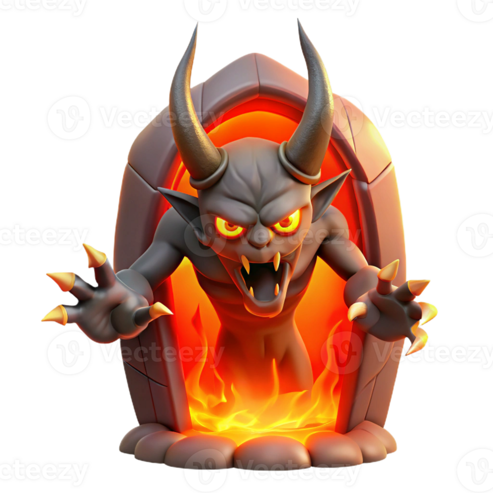 stunning minimalist A Terrifying Demon Emerging from a Fiery authentic png
