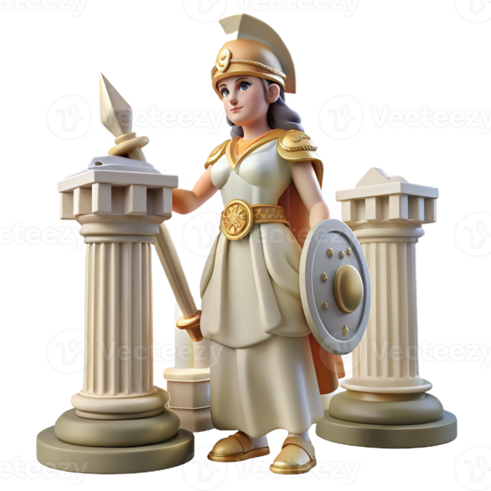 stunning minimalist A Wise Athena Strategizing on a Battlefiel original png
