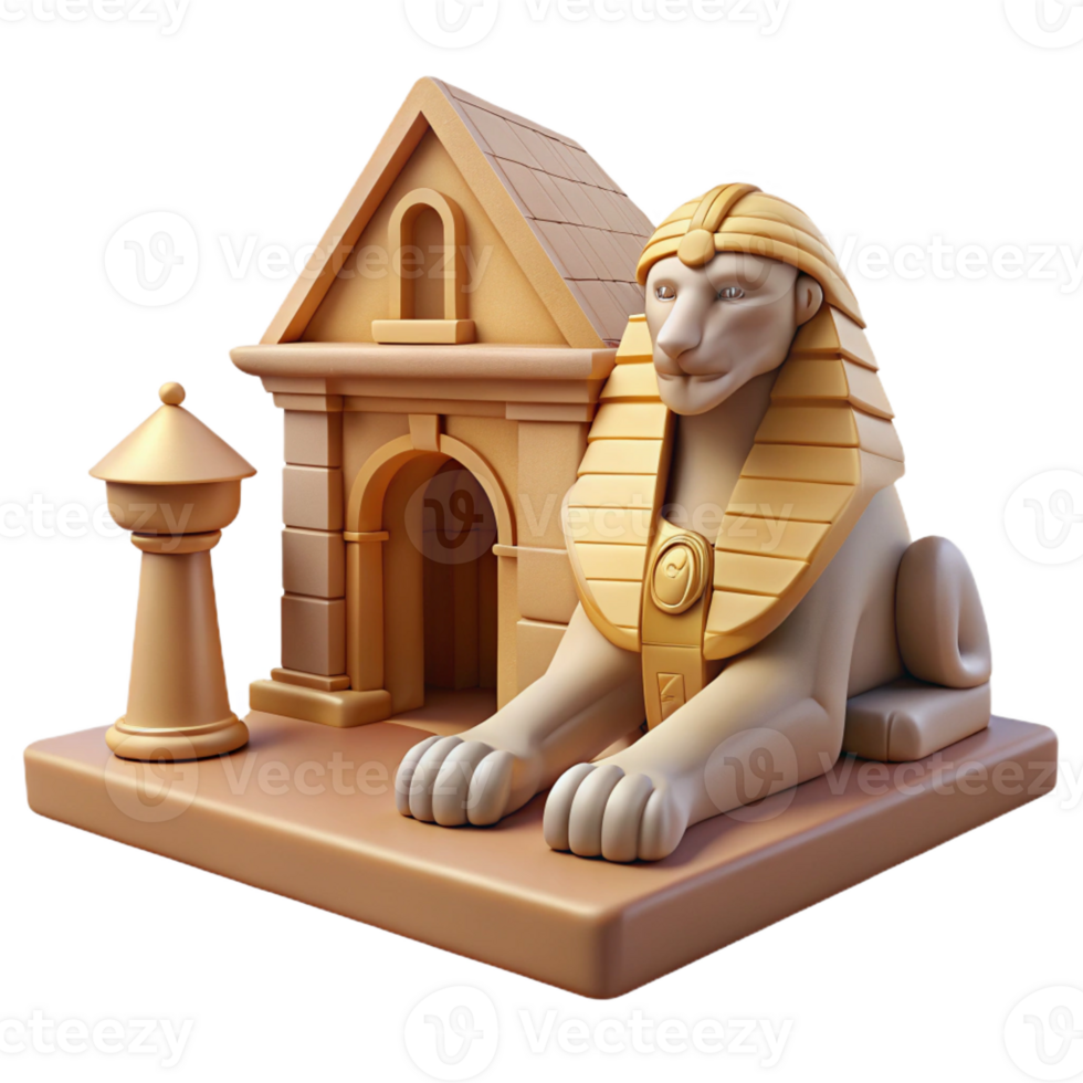 serene minimalist A Cunning Sphinx Guarding a Hidden Templ high quality png