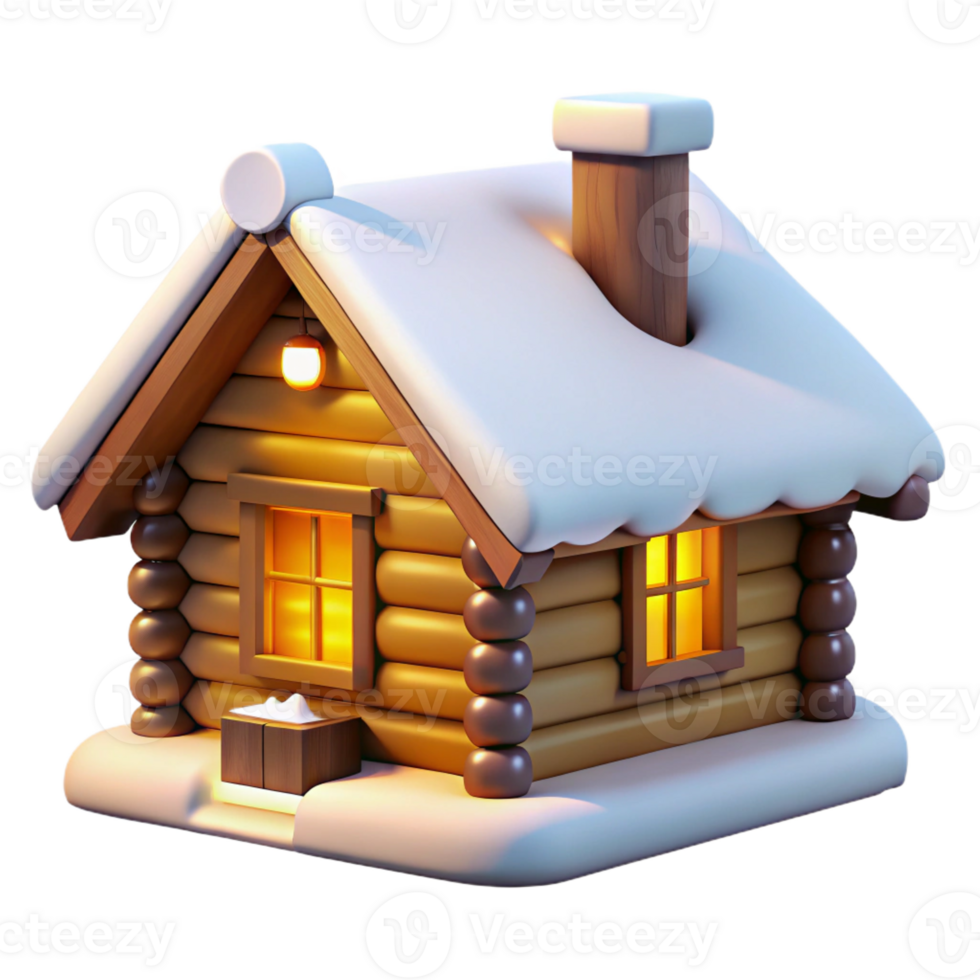 impressive vintage Snow-covered Log Cabin in Winter genuine png