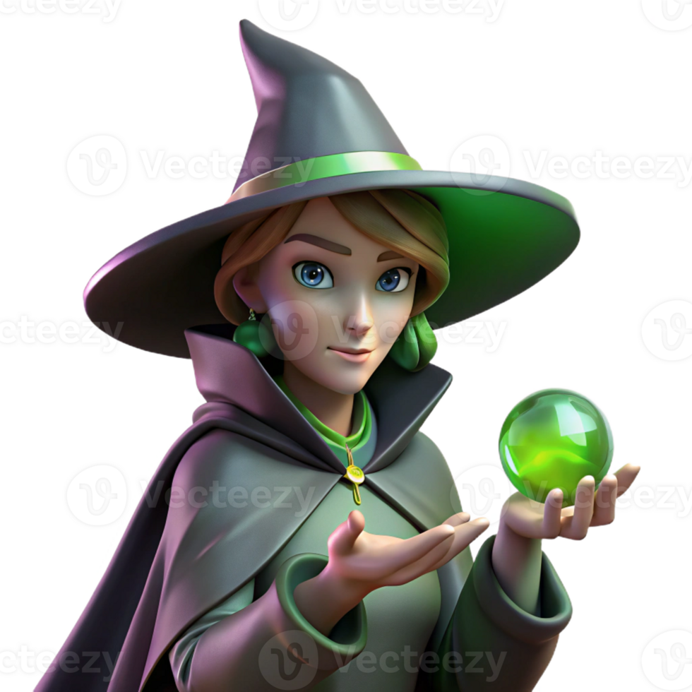 stunning artistic Portrait of a Mysterious Witch with a Po premium png