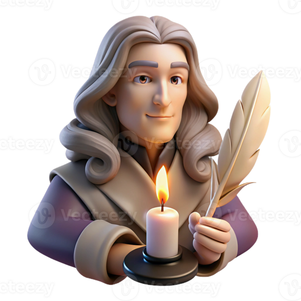 impressive creative Portrait of a Melancholic Poet with Long original png