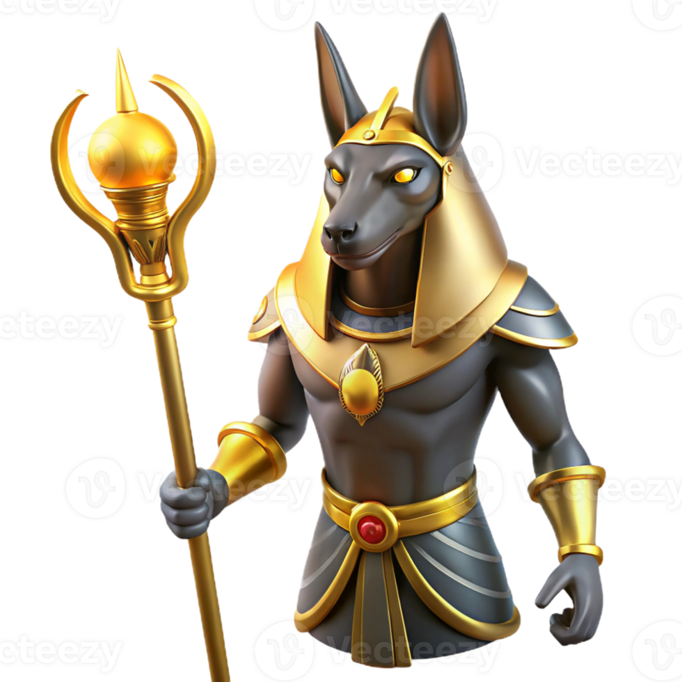 vibrant modern Anubis, Egyptian God of the Dead high resolution png