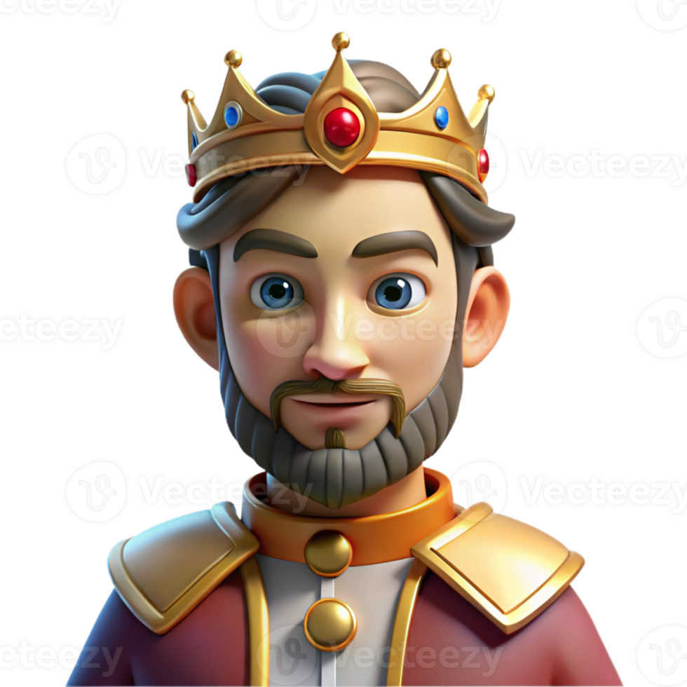 elegant traditional Portrait of a Regal King in a Crown Drama detailed png
