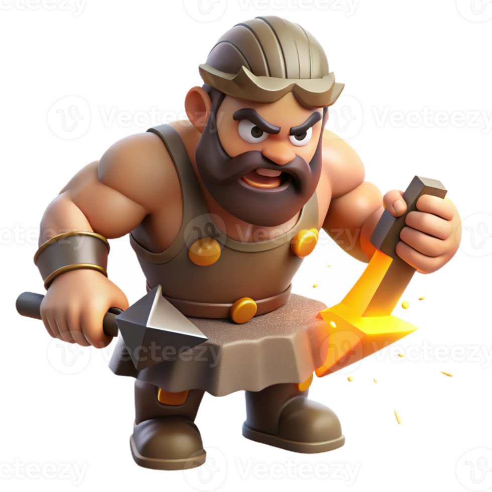 elegant artistic A Powerful Cyclops Forging a Thunderbolt F 4K png