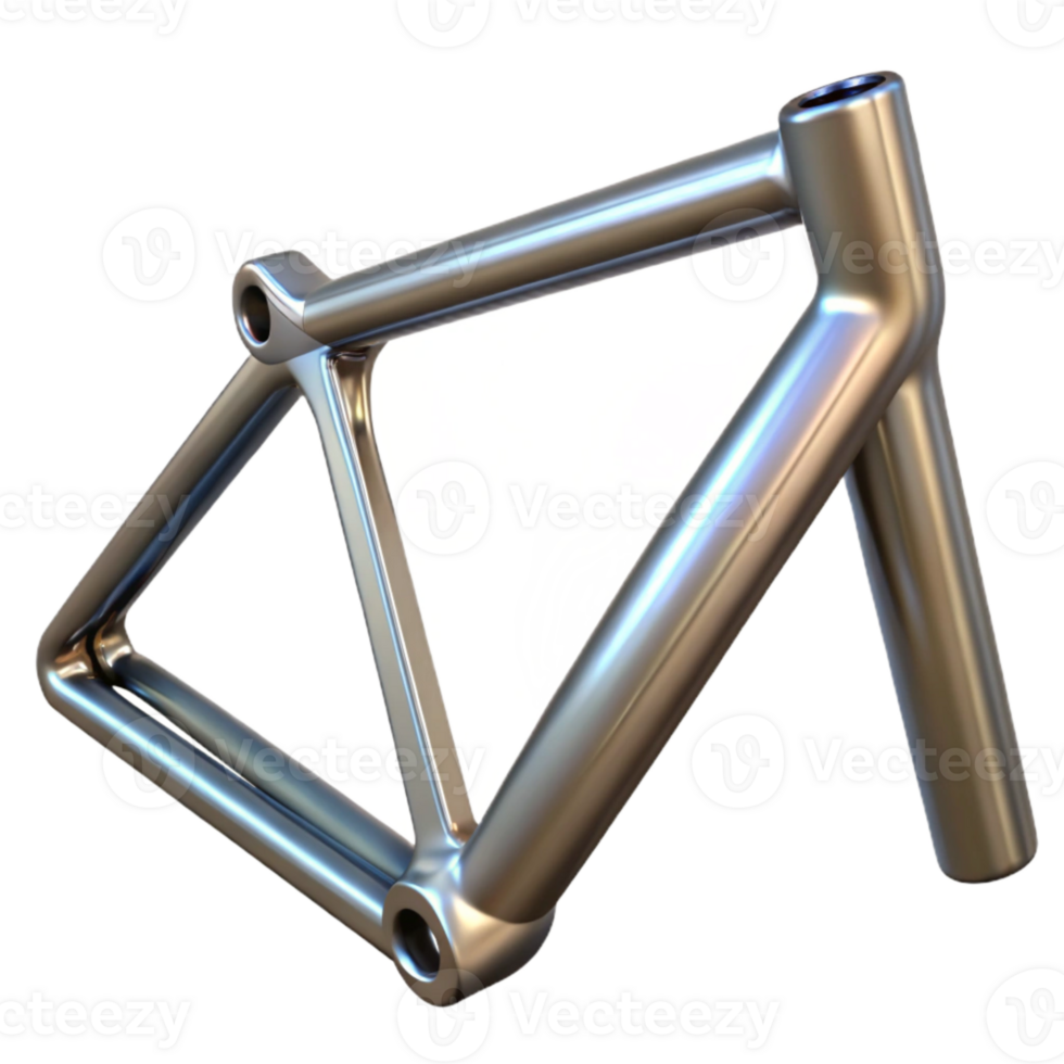 vibrant creative Bike Frame Titanium Close Up on Transparent Background high quality png