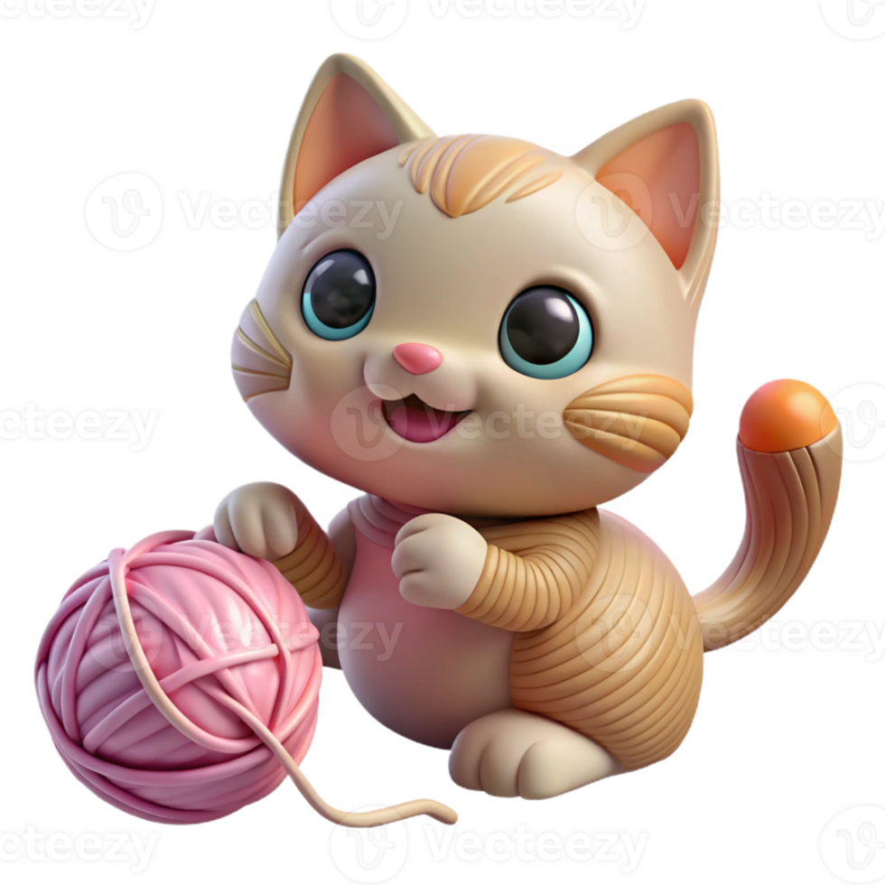 vibrant contemporary A Playful Kitten Batting at a Ball of Y genuine png