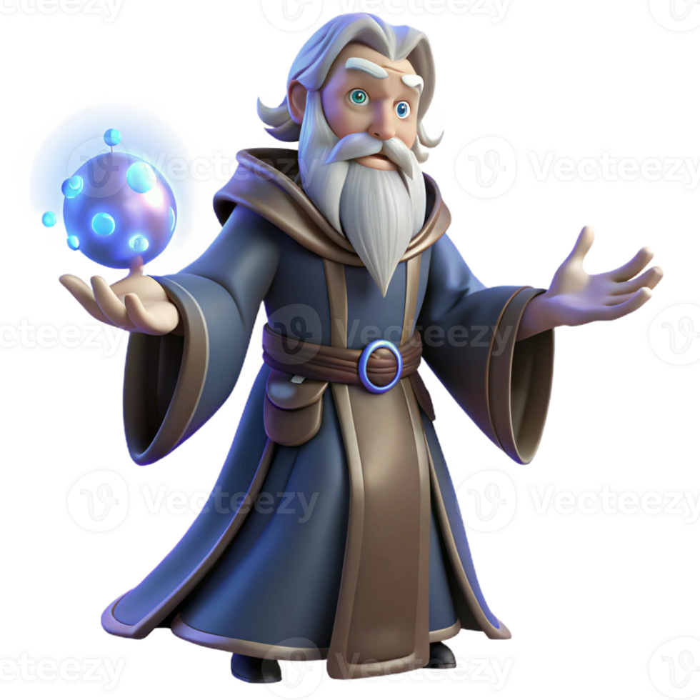 beautiful vintage A Wise Old Wizard Casting a Spell Glowin high resolution png