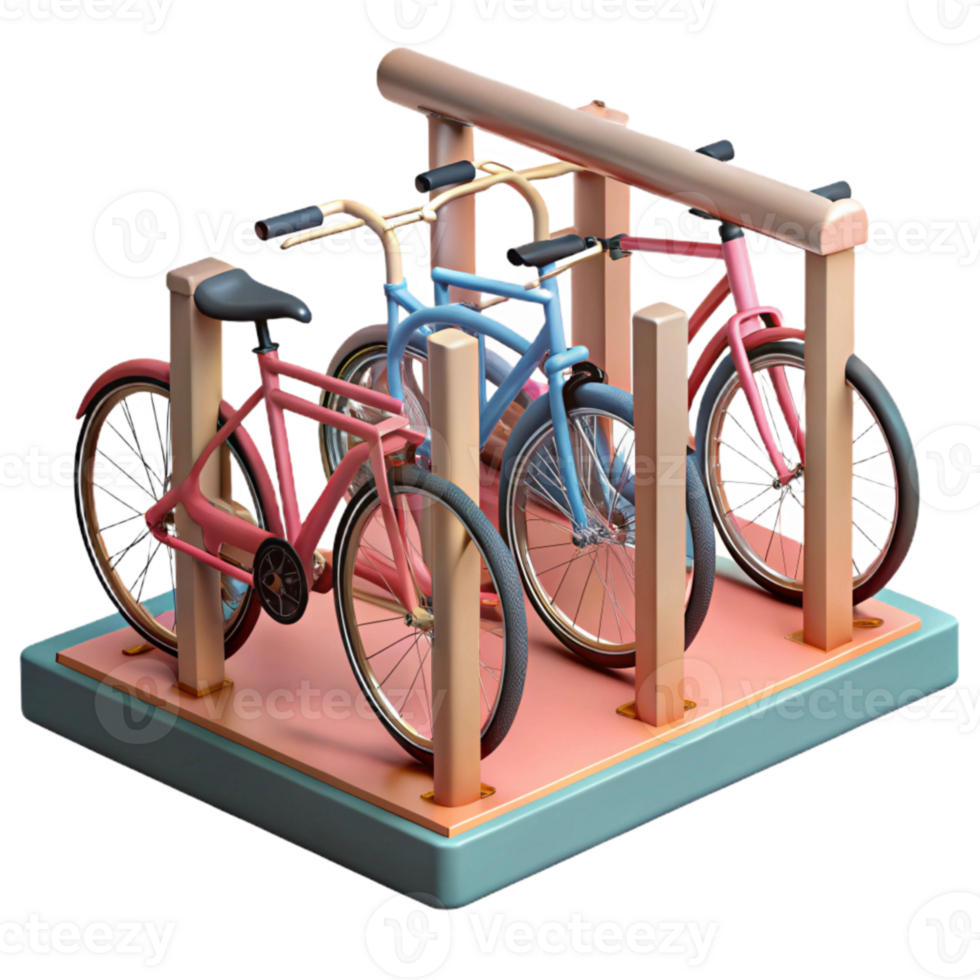 elegant classic Bike Rack with Bicycles Front View authentic png