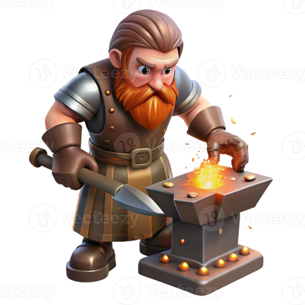 extraordinary traditional A Stoic Dwarf Blacksmith Forging a Magica authentic png