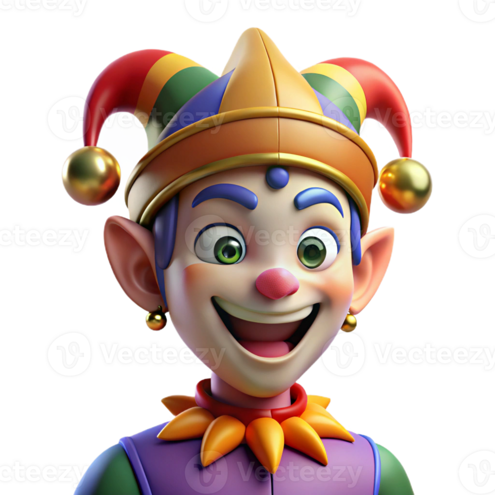 wonderful traditional Portrait of a Mischievous Jester with C premium png