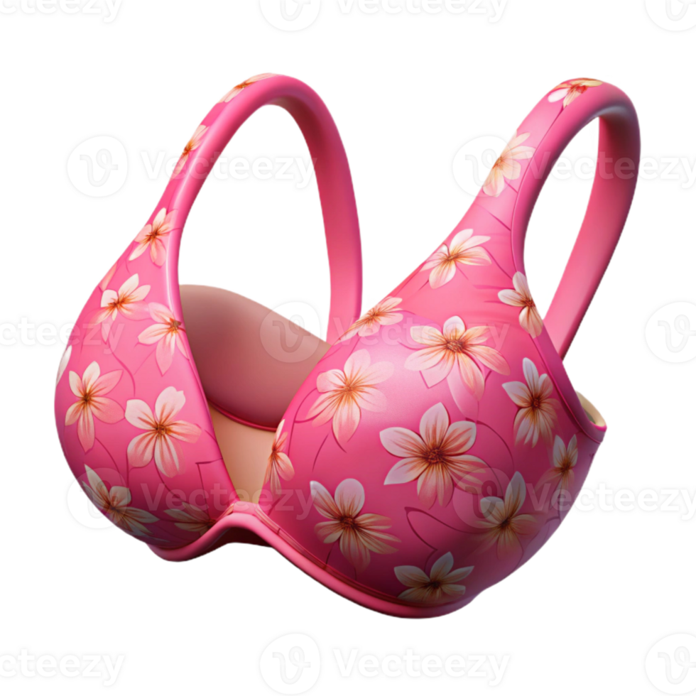extraordinary contemporary Bikini Top Pink Floral Print Cutout high resolution png