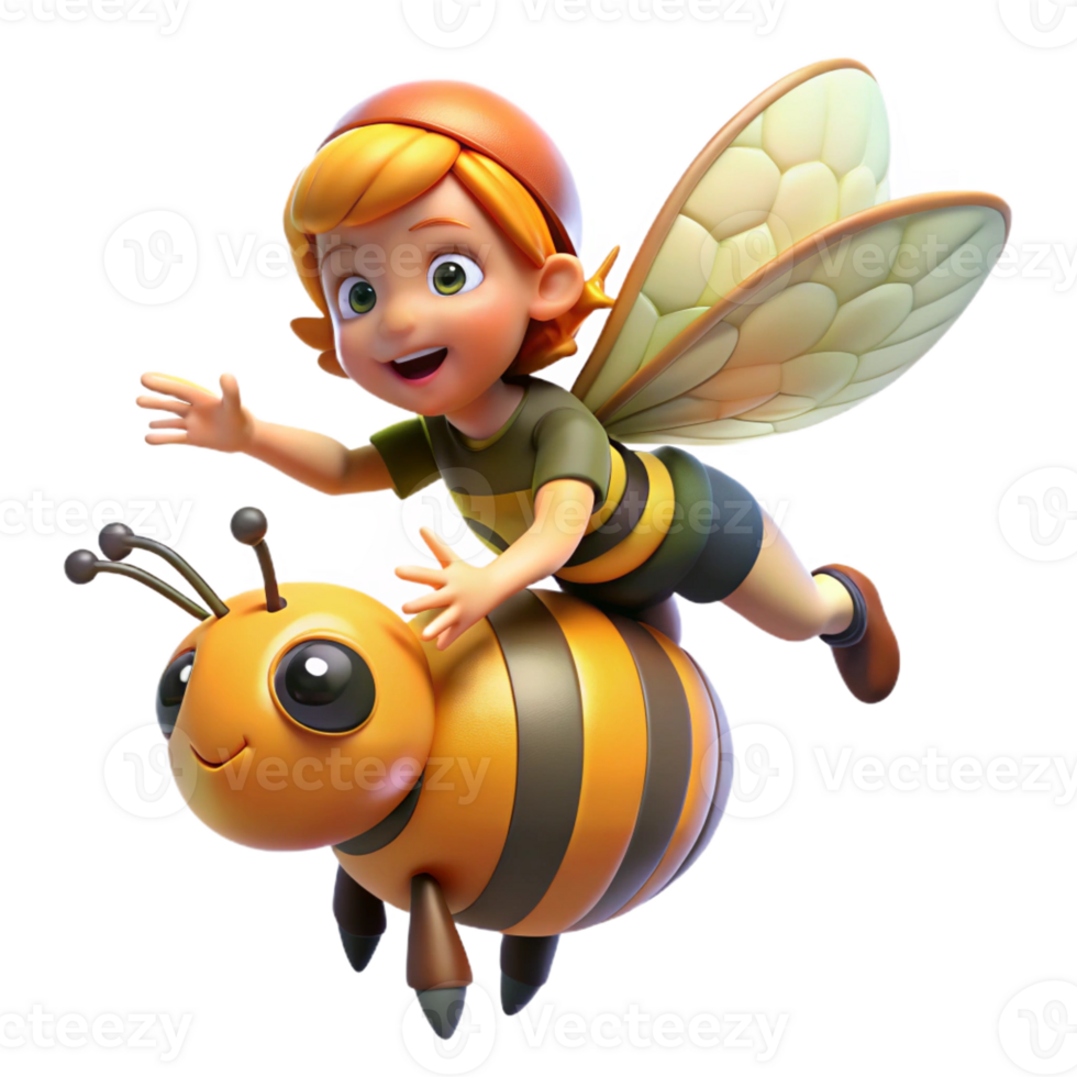 beautiful modern A Mischievous Pixie Riding a Giant Bumbleb high resolution png