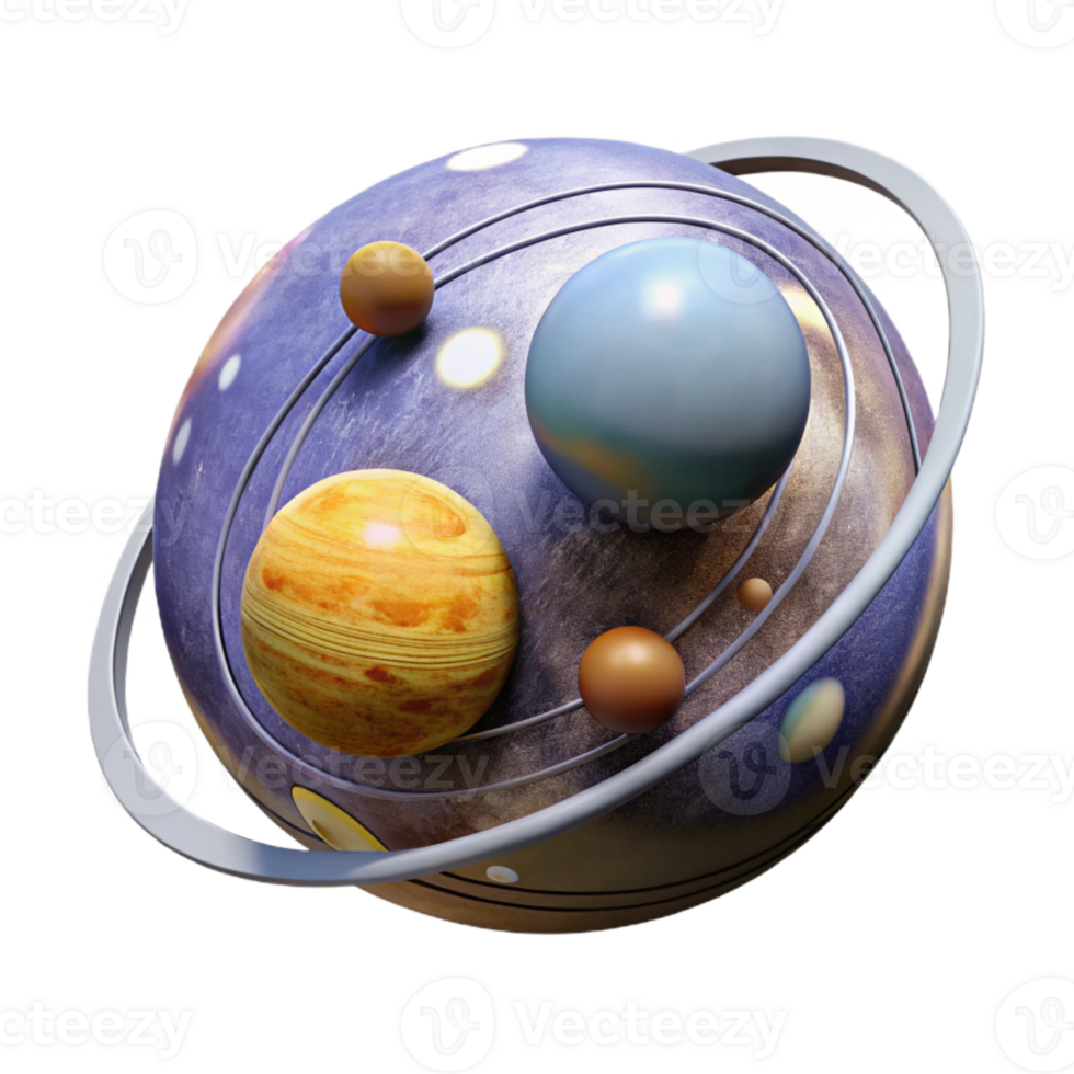 vibrant contemporary Binary Star System with Planets with Orbital Paths professional png
