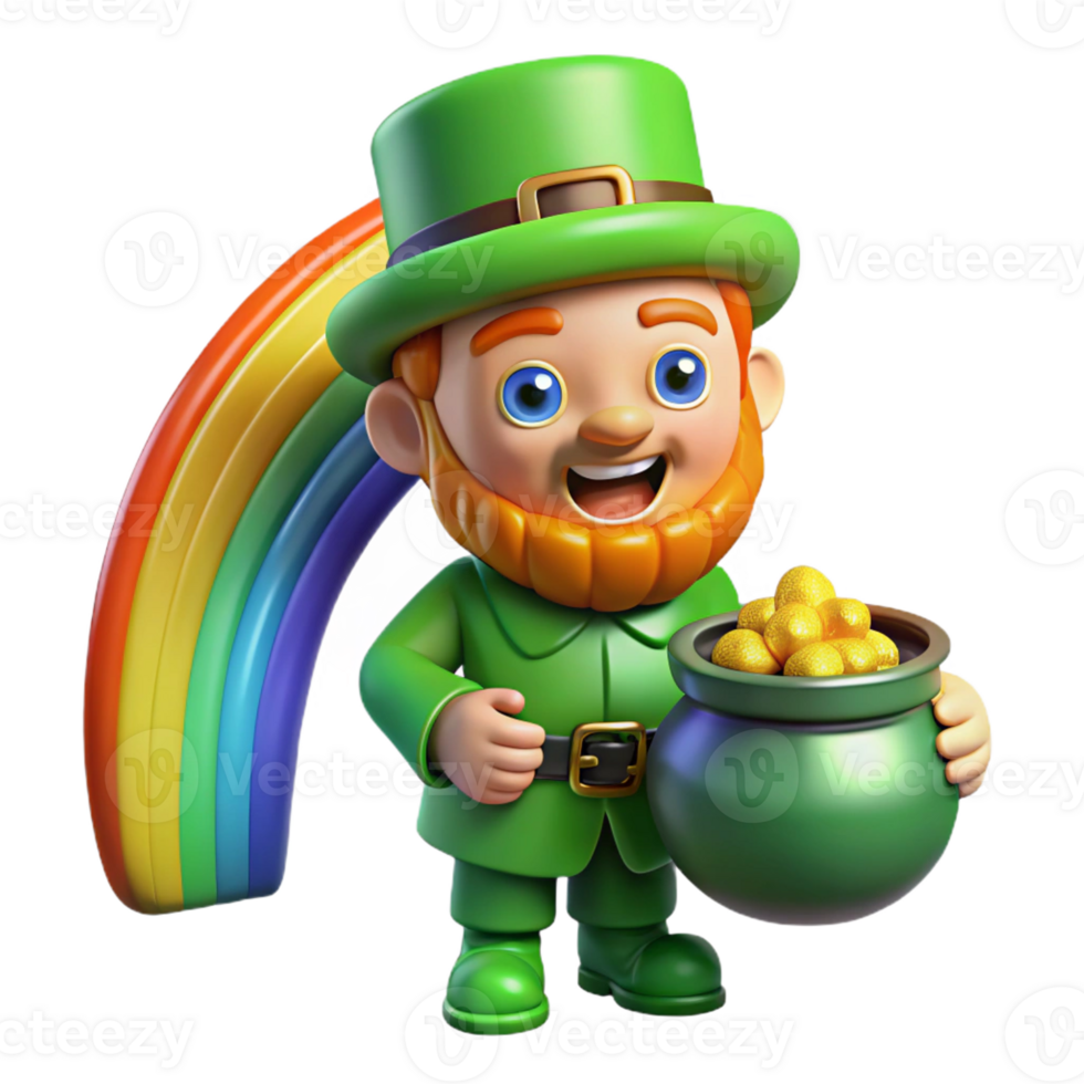 stunning classic Mischievous Leprechaun Guards Gold detailed png