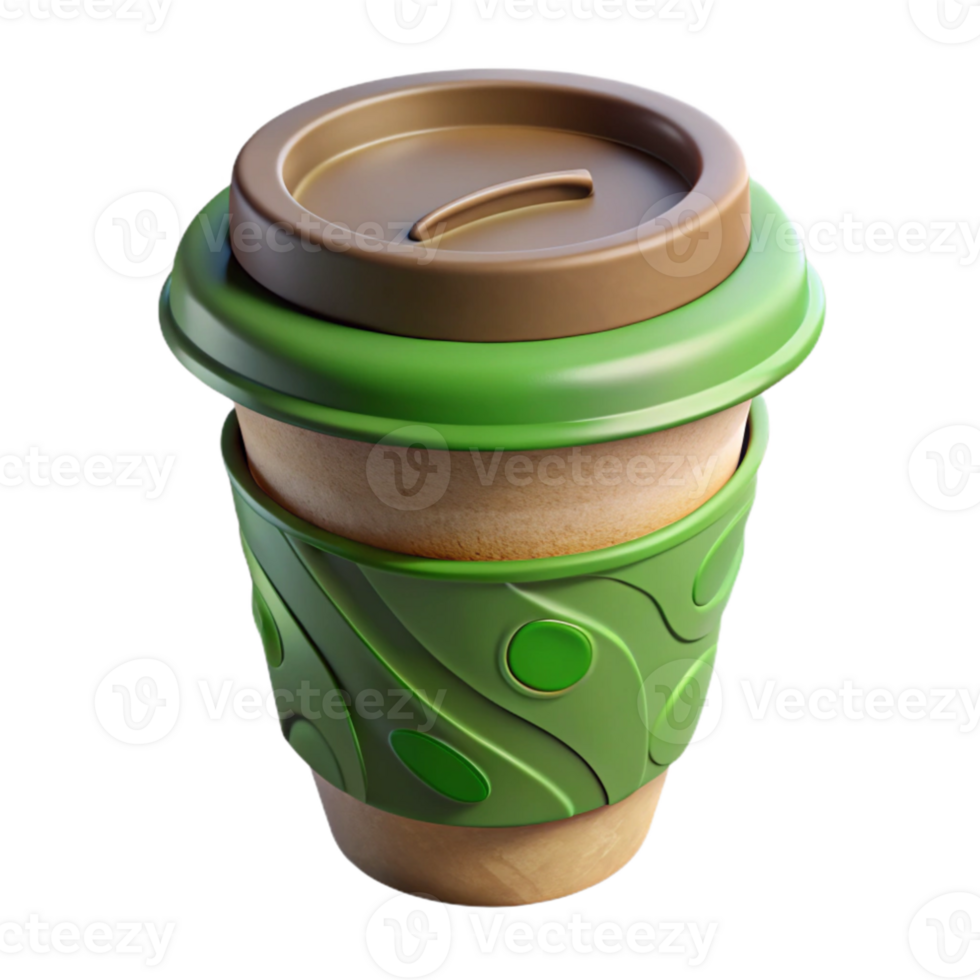 wonderful abstract Biodegradable Coffee Cup with Green Lid Cutout high resolution png