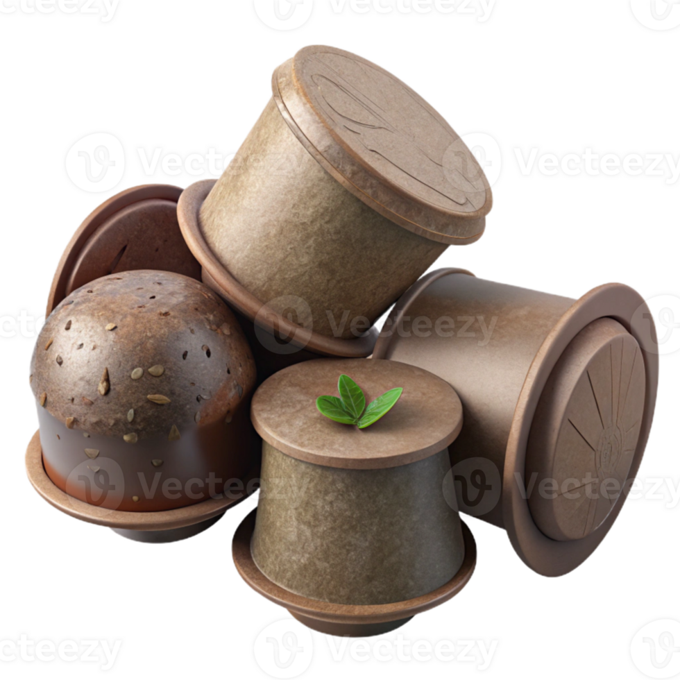 serene rustic Biodegradable Coffee Pods with Compostable Filters high quality png