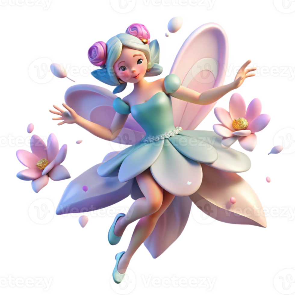 vibrant traditional A Graceful Sylph Floating Among Flowers png