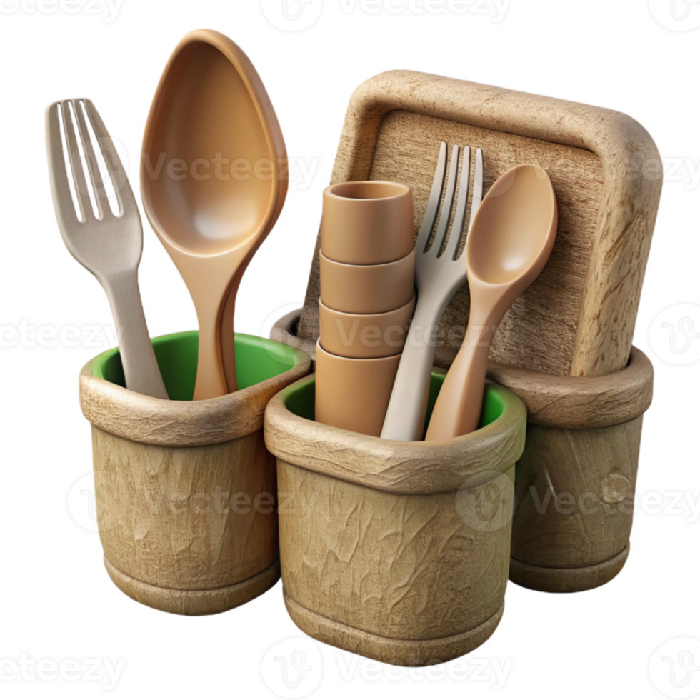 dramatic classic Biodegradable Cutlery Set Wooden Look Cutout authentic png