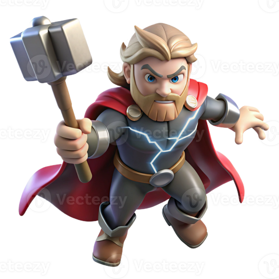 extraordinary modern Thor Wielding Mjolnir Amidst a Thundersto authentic png