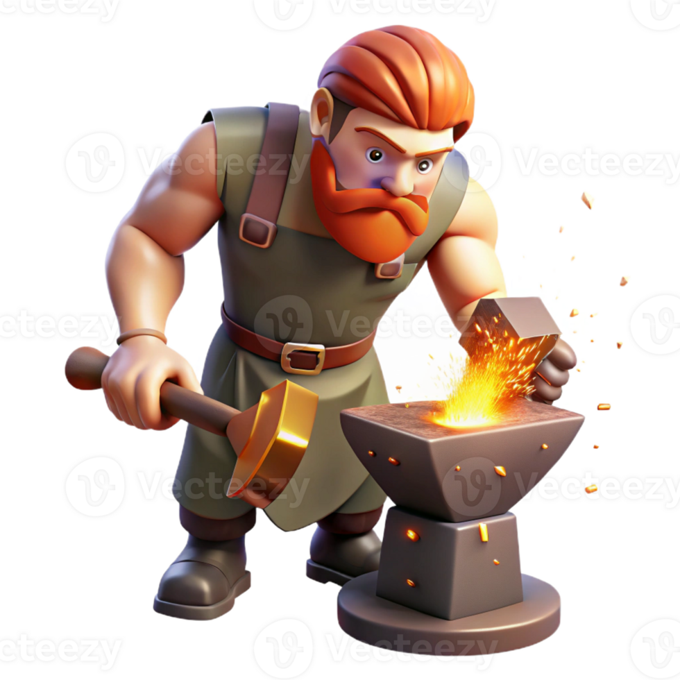 elegant creative Hephaestus God of the Forge Hammering detailed png
