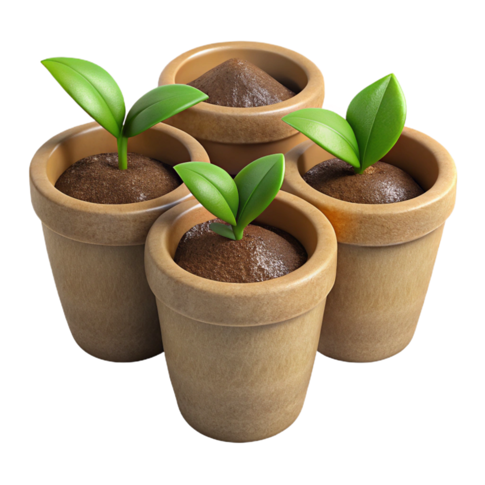 stunning modern Biodegradable Plant Pots with Brown Soil high quality png