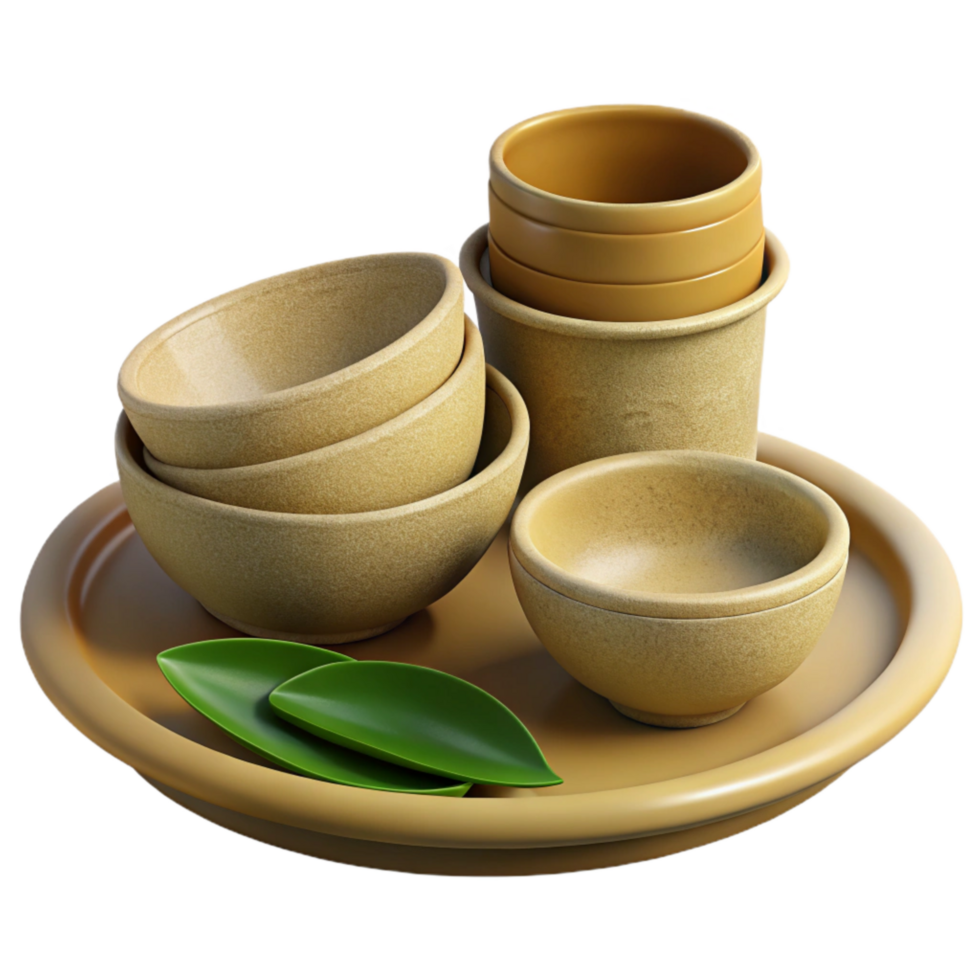 vibrant minimalist Biodegradable Plates and Bowls Set Cutout authentic png