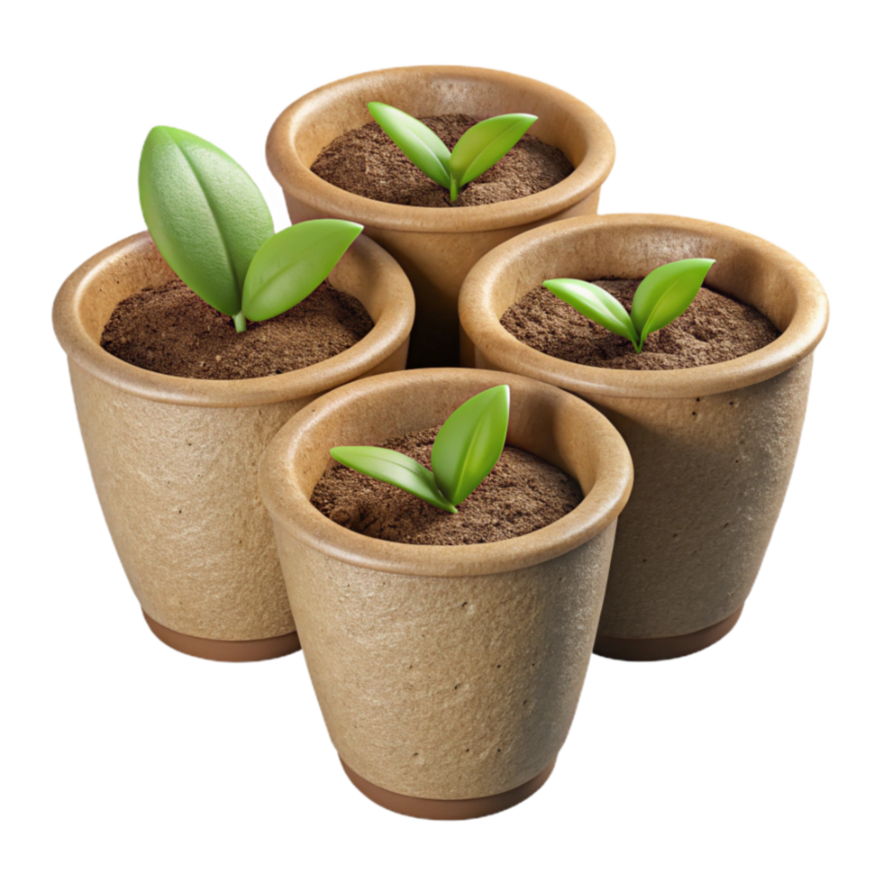 dramatic contemporary Biodegradable Seed Starter Pots with Peat Moss premium png