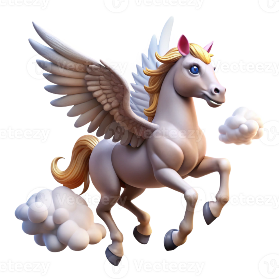 extraordinary artistic Pegasus Soaring Through Clouds detailed png