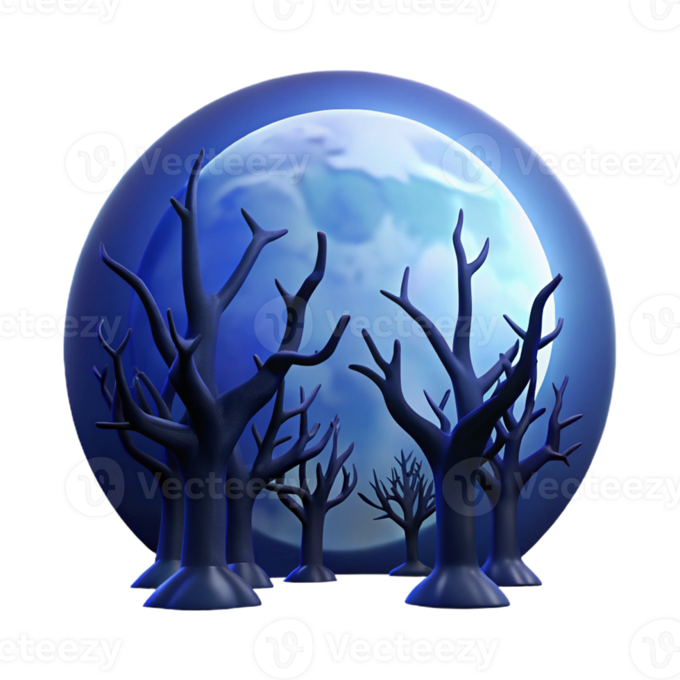 dramatic contemporary A Full Moon Behind Silhouetted Trees Dark exclusive png